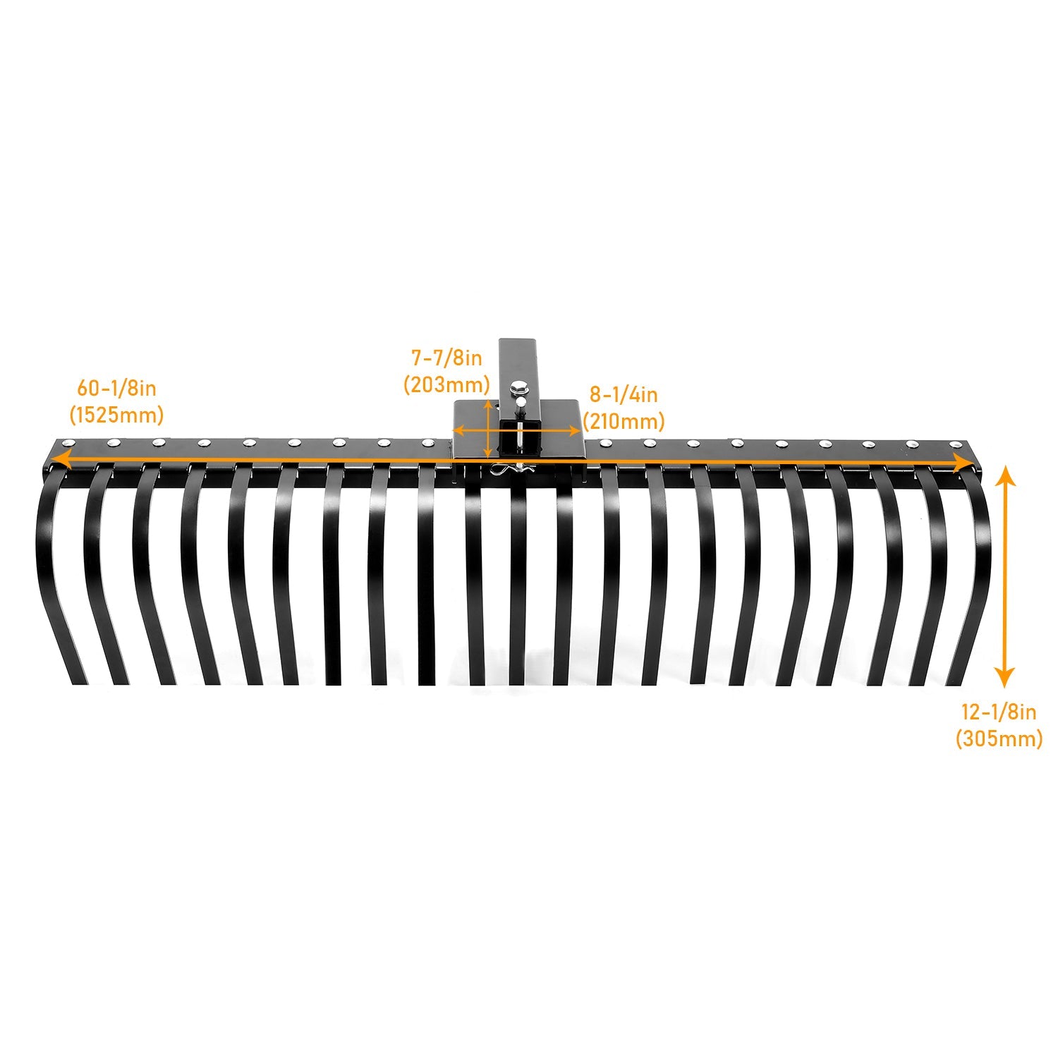 Kojem 60 inch Landscape Driveaway Pine Straw Rake Lawn Yard Beach Cleaning for ATV UTV SxS 48″ or 60″ Tool Bar & 3 Point Hitch