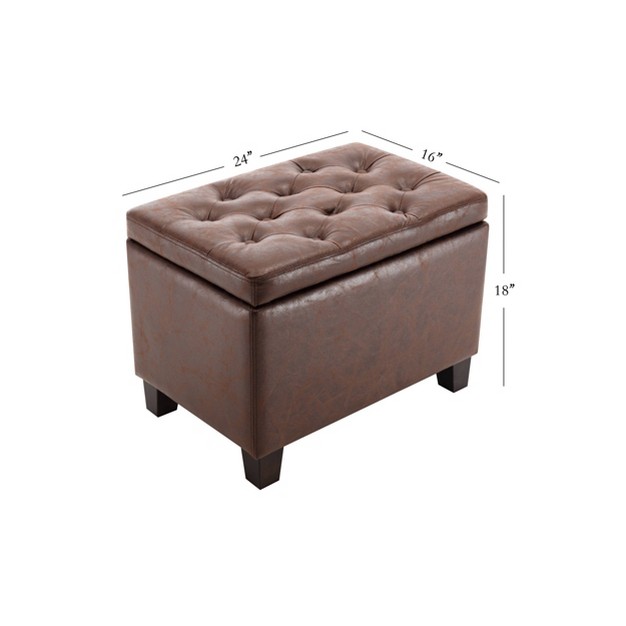Tufted Storage Ottoman And Hinged Lid Wovenbyrd