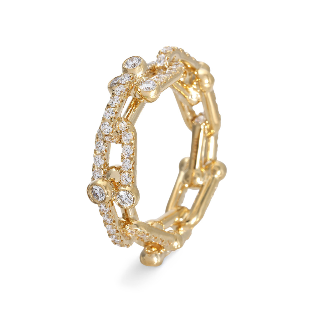 Tiffany & Co. Hardware Link Ring 18K Yellow Gold Diamond 72669819