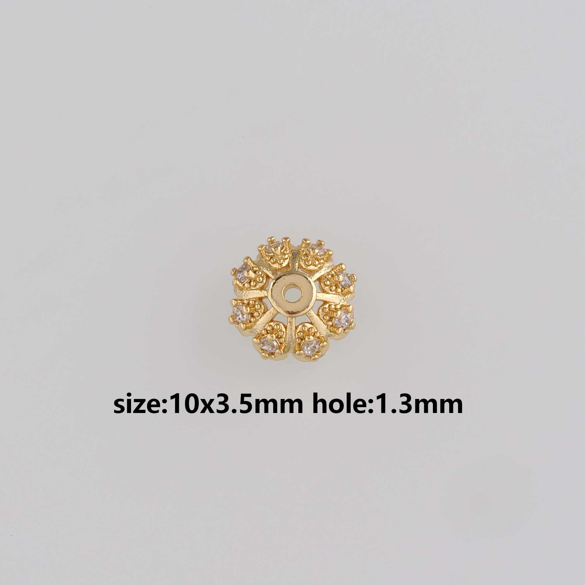 18K Gold Filled Flower Bead Caps,CZ Micro Pave Flower Bead Caps for Bracelet Jewelry Necklace Making Supply