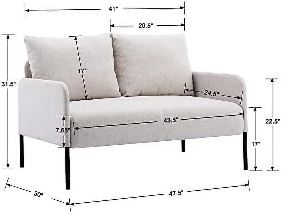 HOOMZNB Fabric Loveseat Sofa Couch Modern Accent Chair for Living Room Small Space  Apartment  Bedroom  Office Dorm - Beige