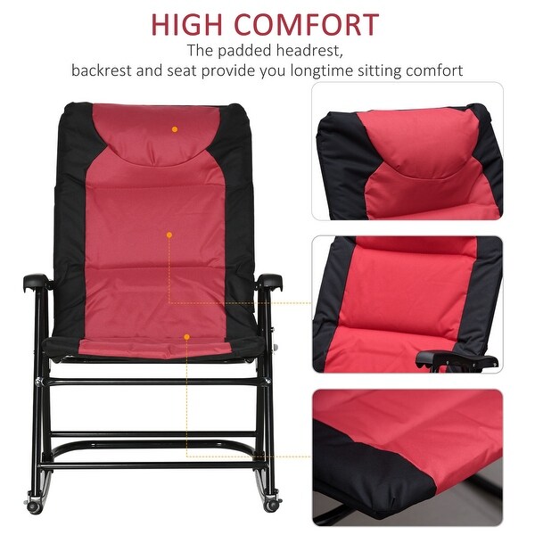 Outsunny Folding Rocking Chair Set with Padded Seat and Back,Pillow