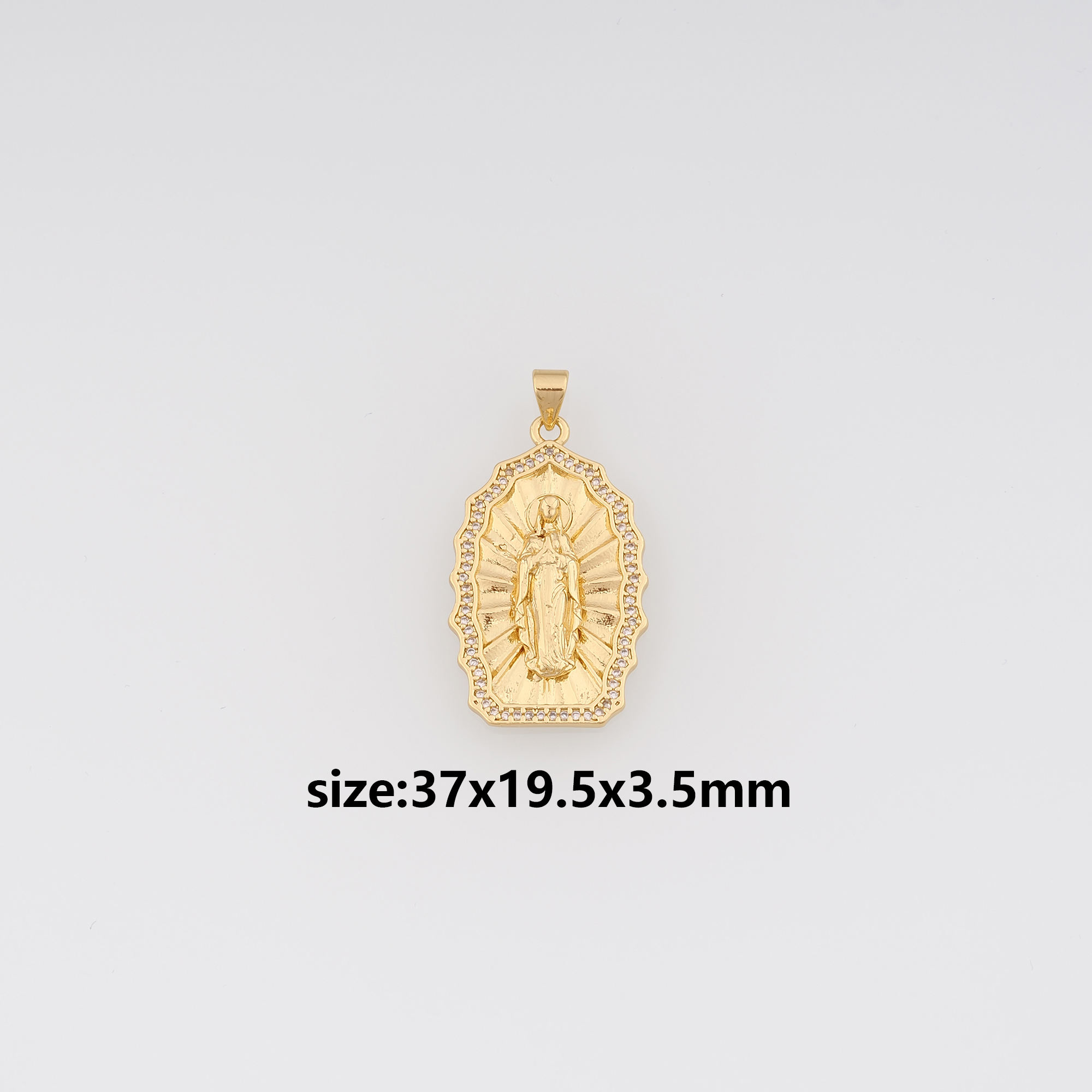 18K Gold Filled Virgin Mary Pendant,CZ Micro Pave Religious Charm Earrings Necklace for DIY Jewelry Making Supply