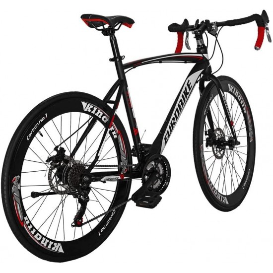 700C Adult Road Bike Steel Frame 54cm High Rim Wheel Dual Disc Brake 21 Speed Gear System Men Road Bicycle
