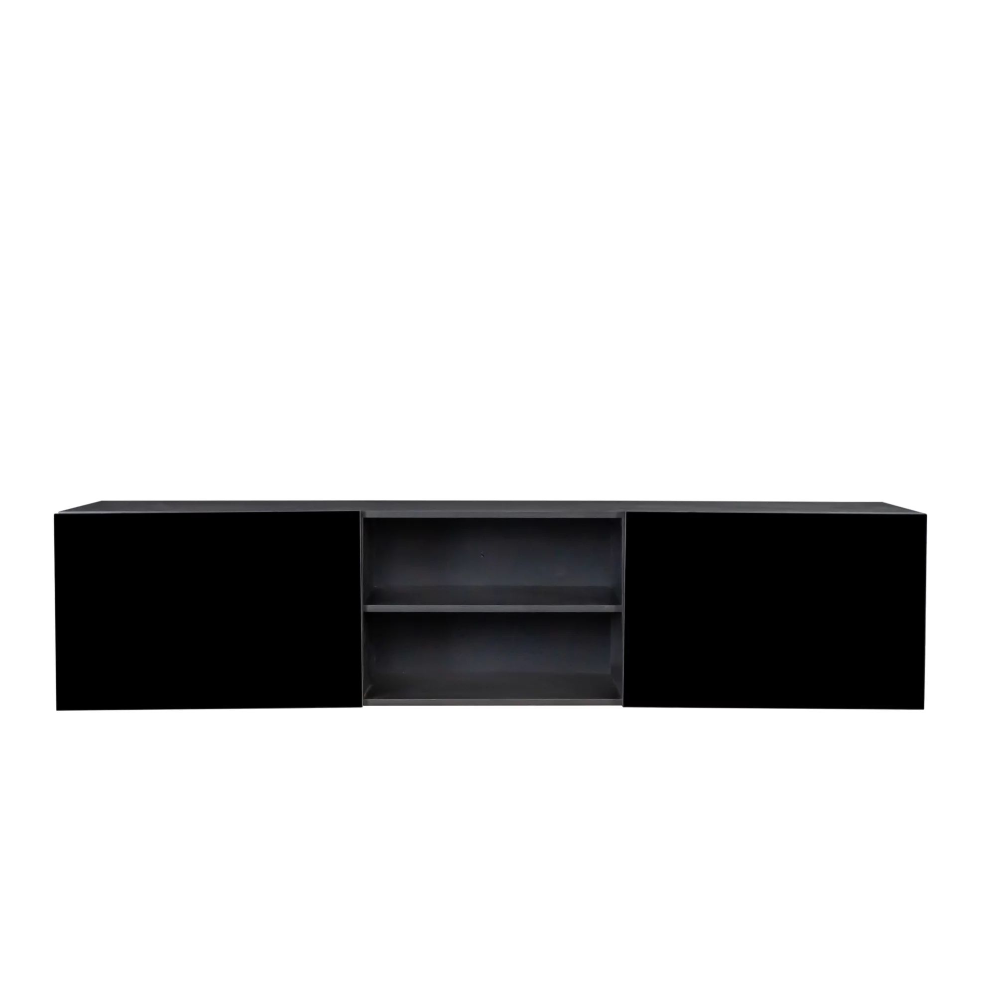 Floating TV Stand, Wall Mounted Entertainment Center With Shelf And Clamshell Doors, Modern High Gloss TV Cabinet Fits TVs