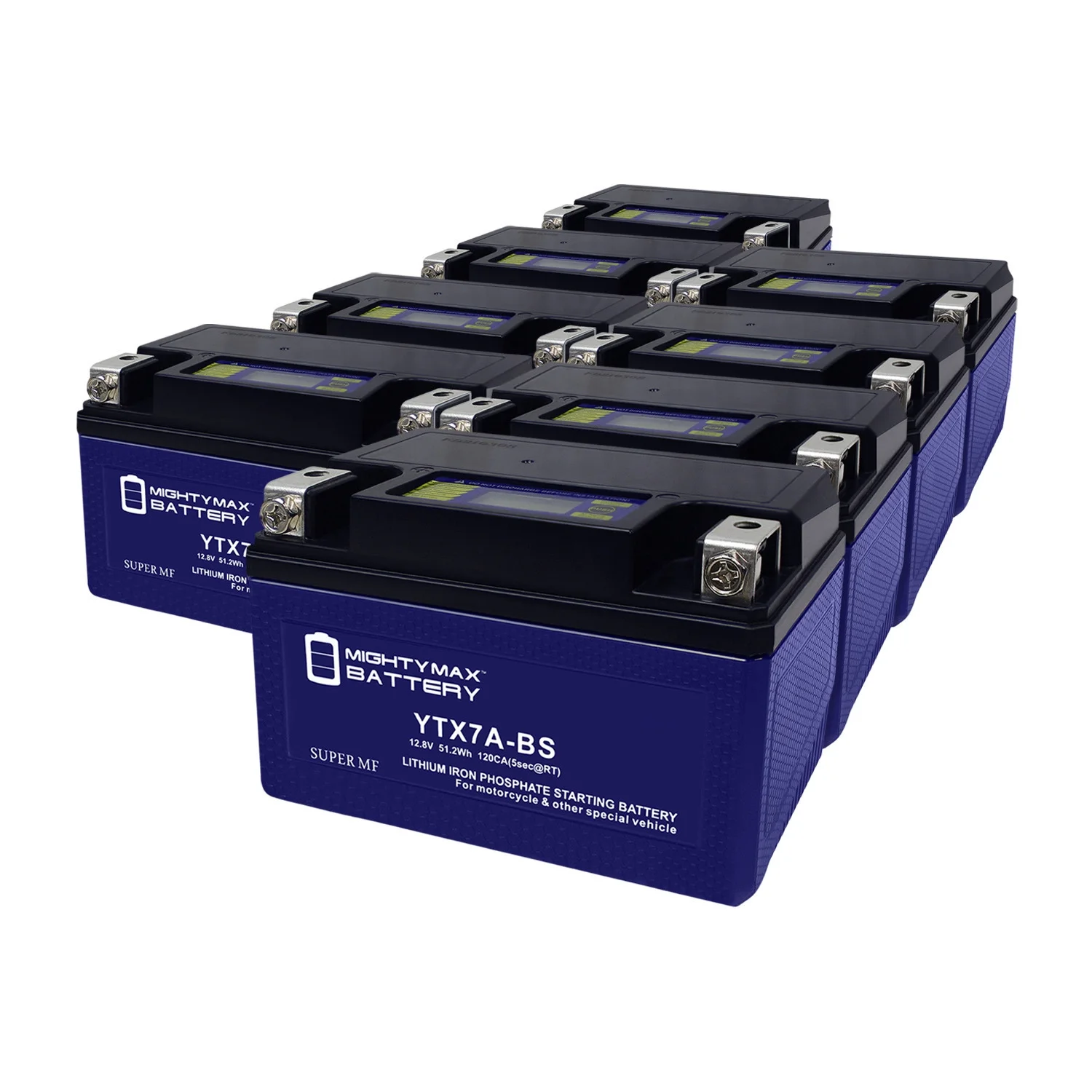 YTX7A-BS Lithium Replacement Battery Compatible with Go-Kart Exide 7A-BS - 8 Pack