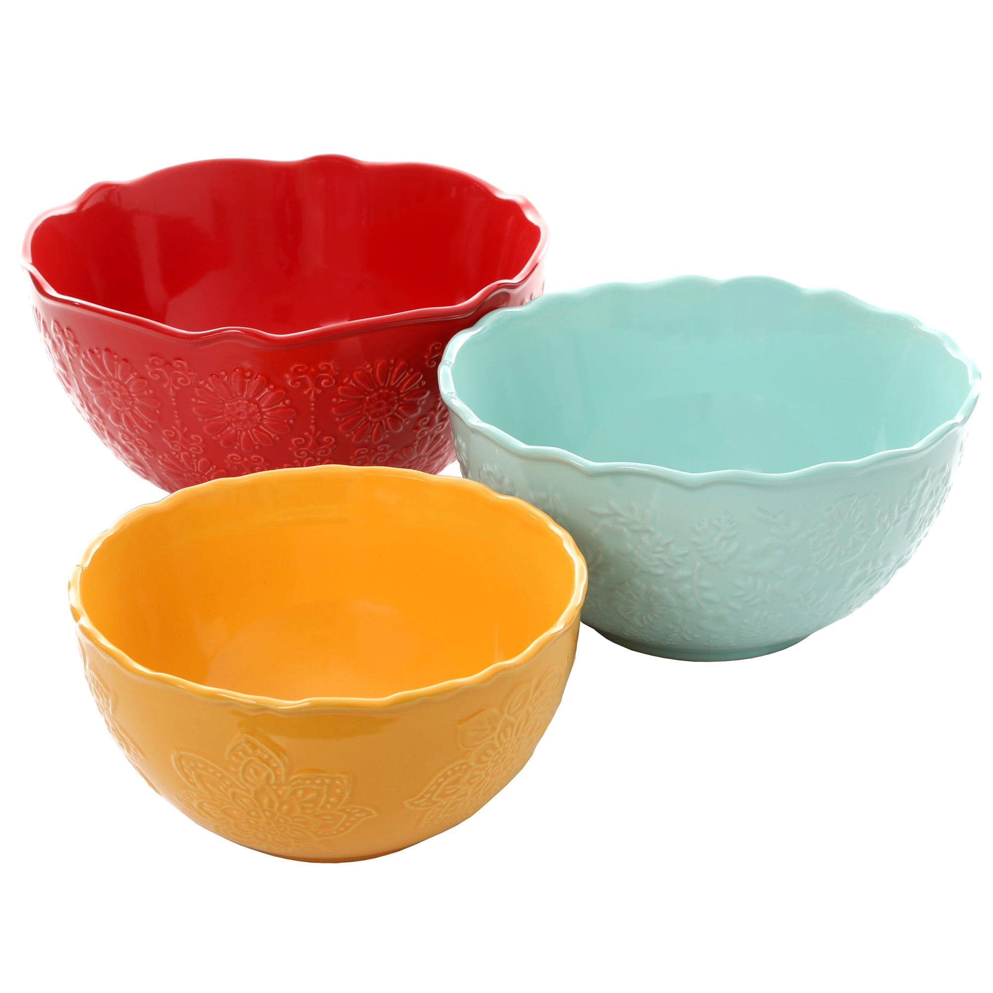 The Pioneer Woman Floral Bursts Serving Bowl Set, Set of 3