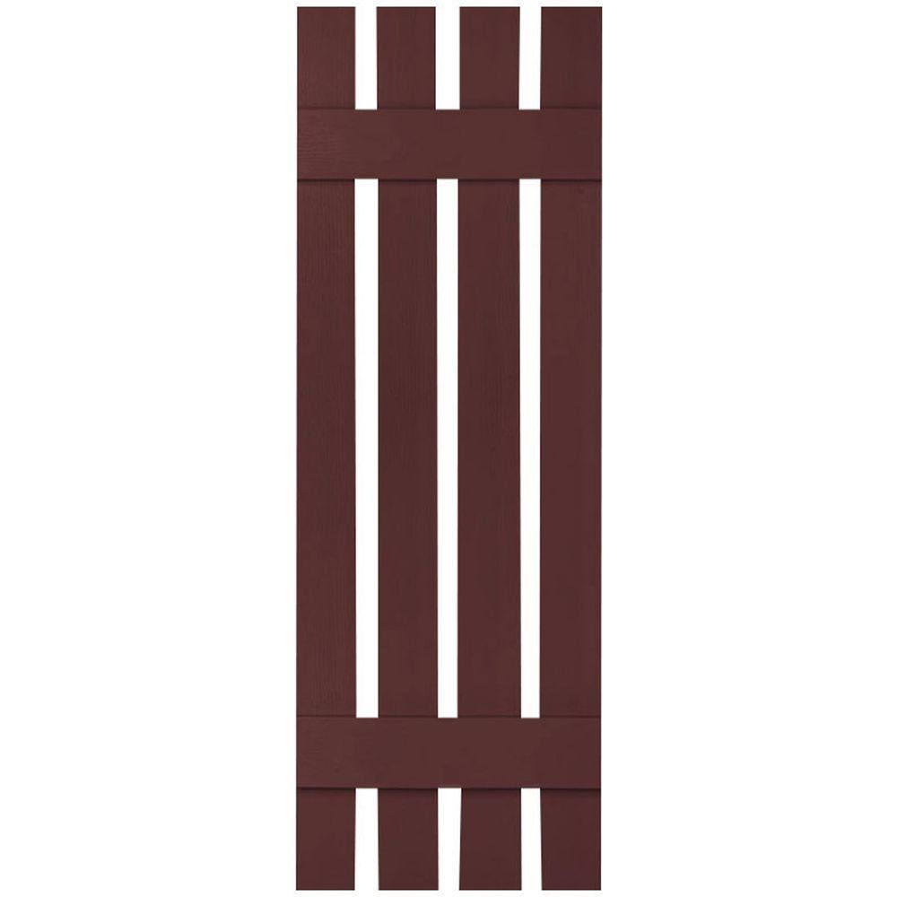 16 1/4 inchw x 37 inchh Lifetime Vinyl, Custom Four Board Spaced (2 Batten), Board-n-Batten Shutters, Bordeaux