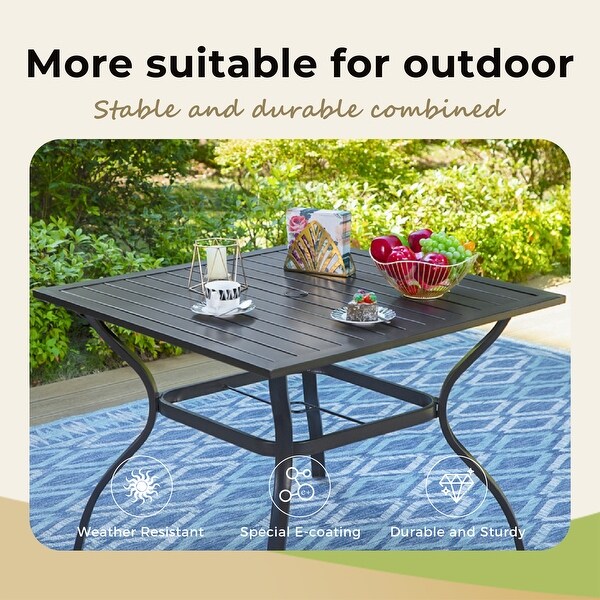 MAISON ARTS 5/7piece Patio Dining Set,4/6 Rattan Swivel Chairs with Cushion and 1 Metal Table with Umbrella Hole