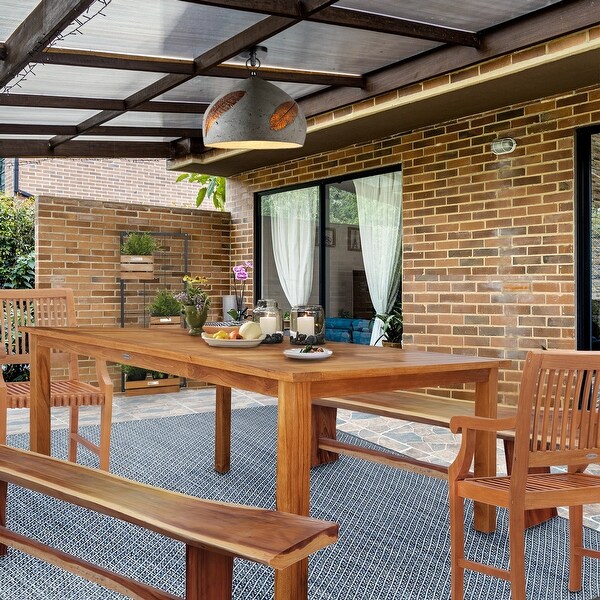 Chic Teak Bermuda Rectangular Teak Wood Patio Bistro Dining Table,71 x 35 inch (Table Only)