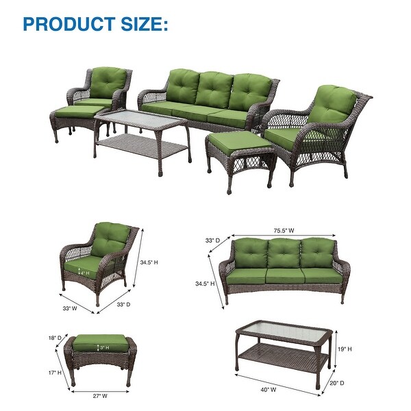 6piece Resin Wicker Patio Furniture Conversation Set with High Back