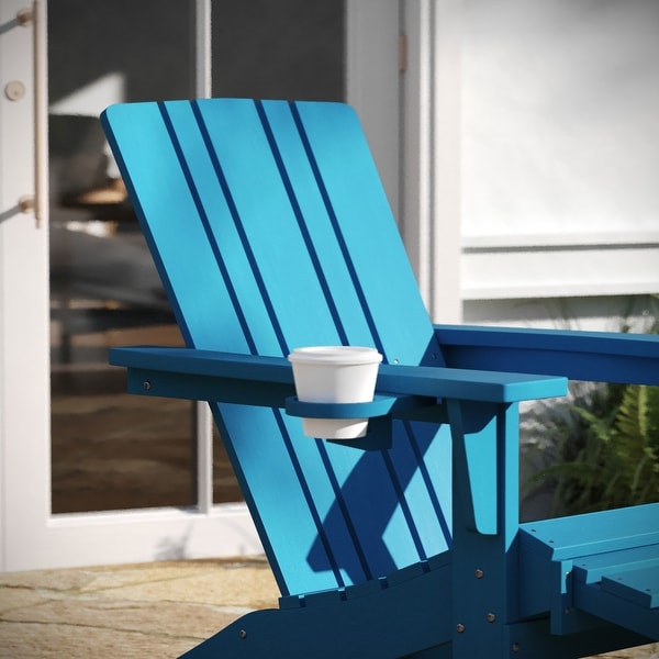AllWeather Adirondack Chair with Pullout Ottoman and Cupholder