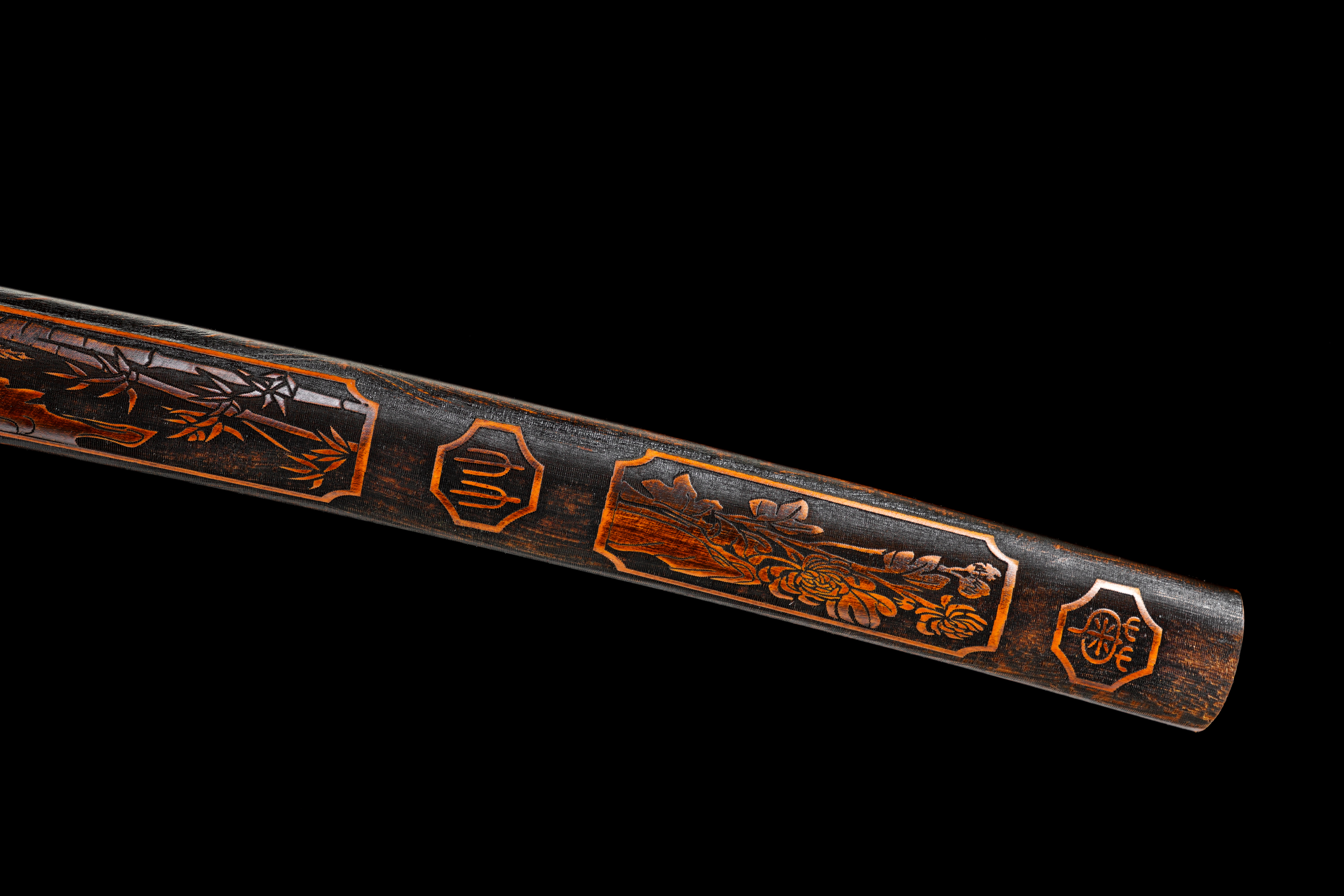 Handmade Katana T10 Steel Clay Tempered Four Gentlemen Saya Full Tang