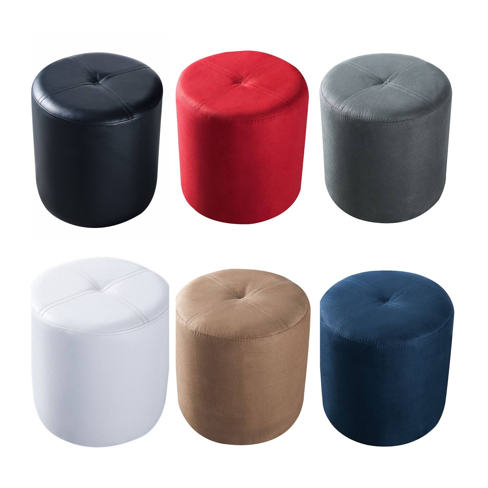 Pilaster Designs - Round Ottoman Stool (Red Microfiber)