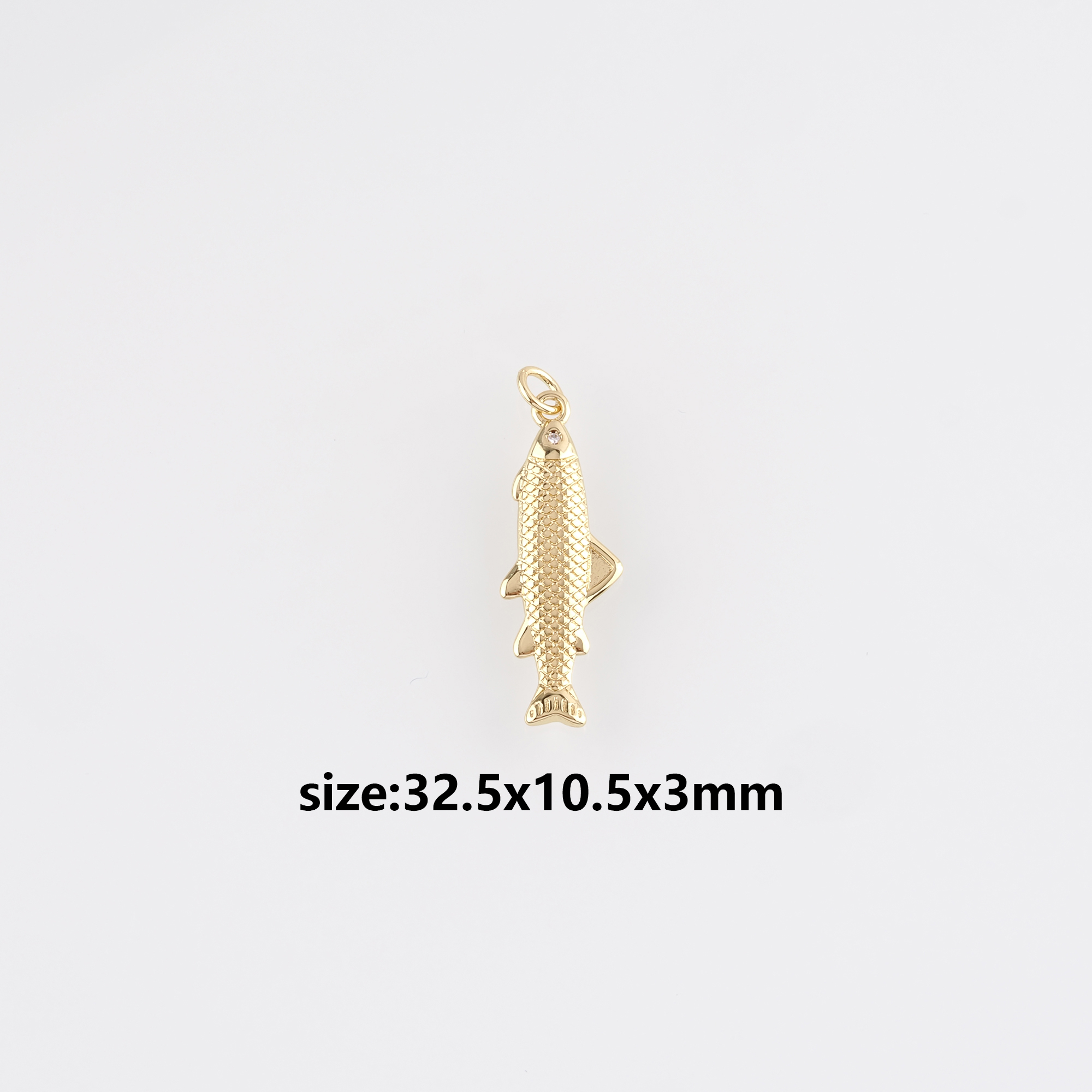 18K Gold Filled Fish Pendant,Ocean Fish Charm Earrings Necklace for DIY Jewelry Making Supply