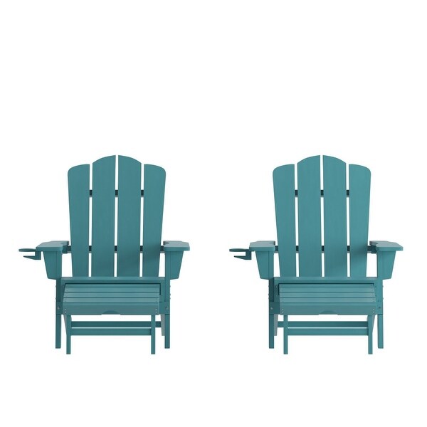 Commercial AllWeather Adirondack Chair with Pullout Ottoman and Cupholder