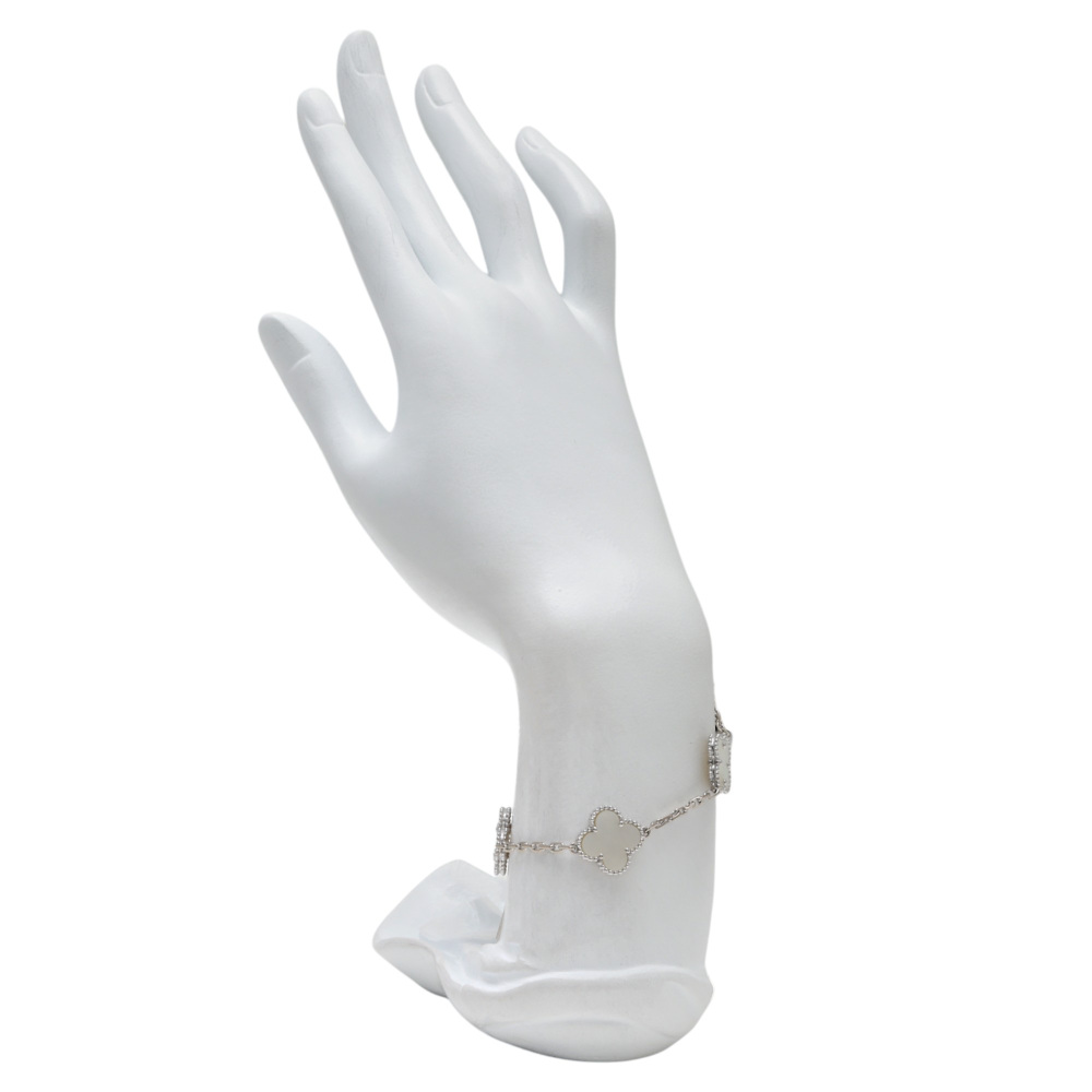 Van Cleef & Arpels Vintage Alhambra 5 Motifs Bracelet 18K White Gold Mother of Pearl VCARF48400