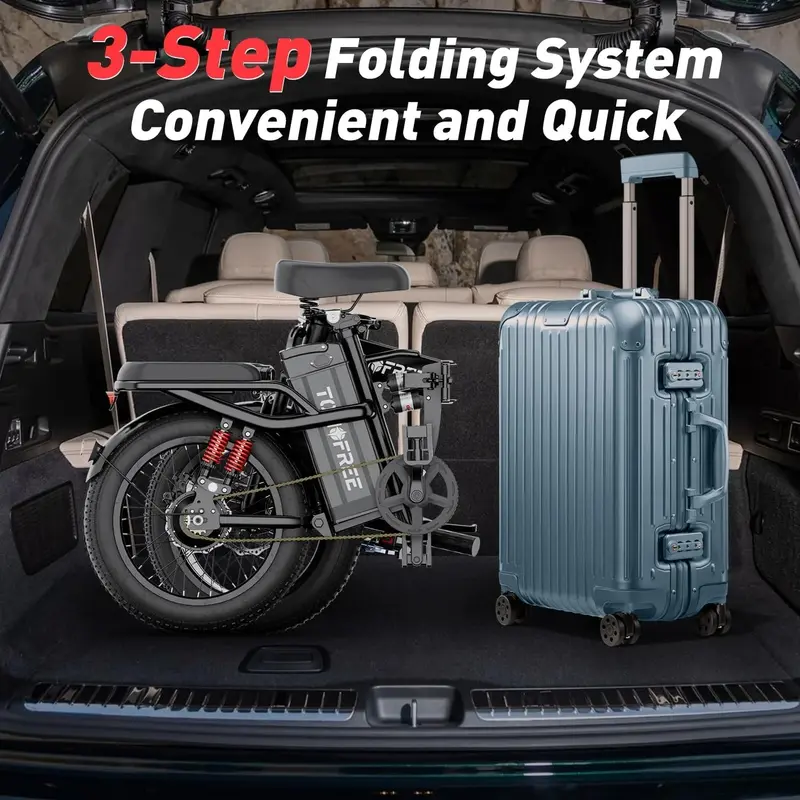 Tomofree T1 High-Performance E-Bike – 1200W Motor, 31 MPH Top Speed, 16×3″ Snow Tires, LED Display, 330 lb Load Capacity