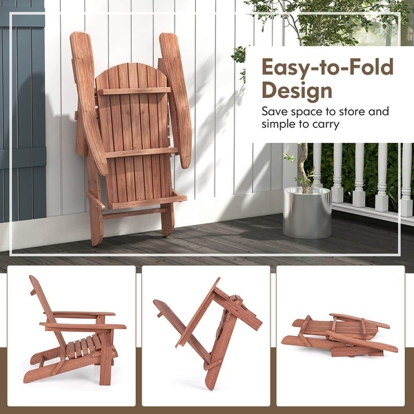 Costway Folding Adirondack Chair Set of 1/4 with High Backrest and Wide