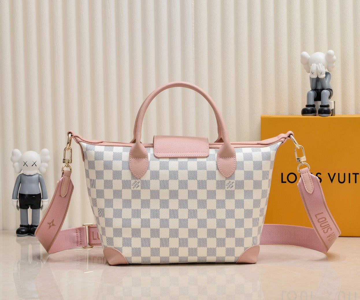 Louis Vuitton Tote Bag Damier Azur Pink 26Cm