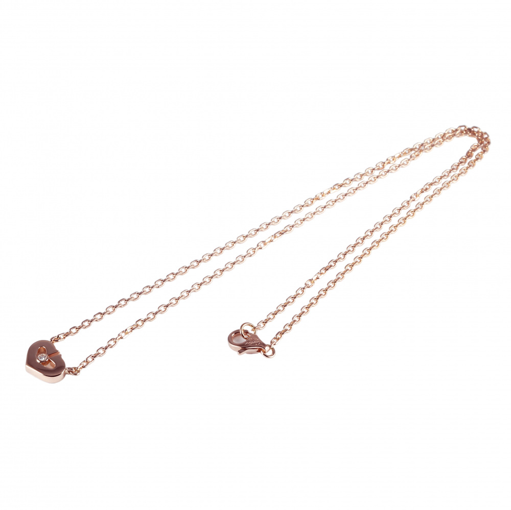 Cartier C Heart Necklace 18K Rose Gold Diamond B3040400