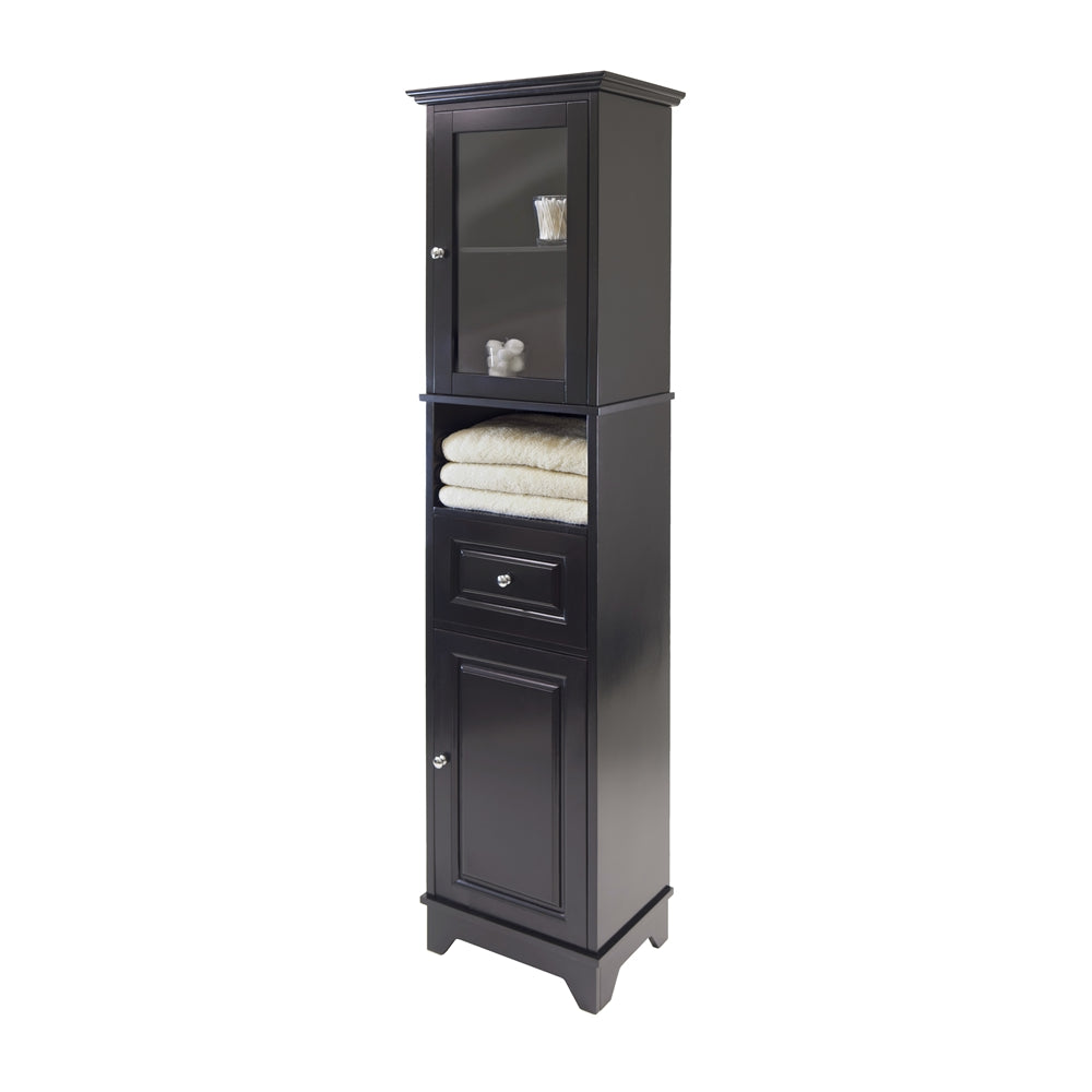 Winsome Wood Alps Tall Cabinet with Glass Door, Black Finish