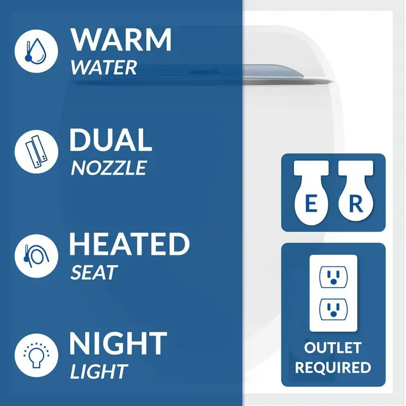 USPA 6800 Luxury Electric Bidet Seat – Heated, Warm-Water Cleansing System for Elongated Toilets (White)