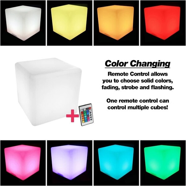 Modern Home LED Glowing Cube Box Stool w/Infrared Remote Control