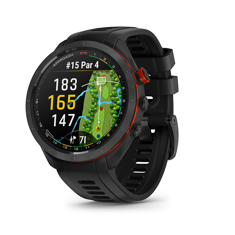 Garmin - Approach S70 GPS Smartwatch 47mm Ceramic - Black Ceramic Bezel with Black Silicone Band