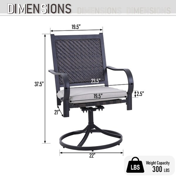 MAISON ARTS 5/7piece Patio Dining Set,4/6 Rattan Swivel Chairs with Cushion and 1 Metal Table with Umbrella Hole