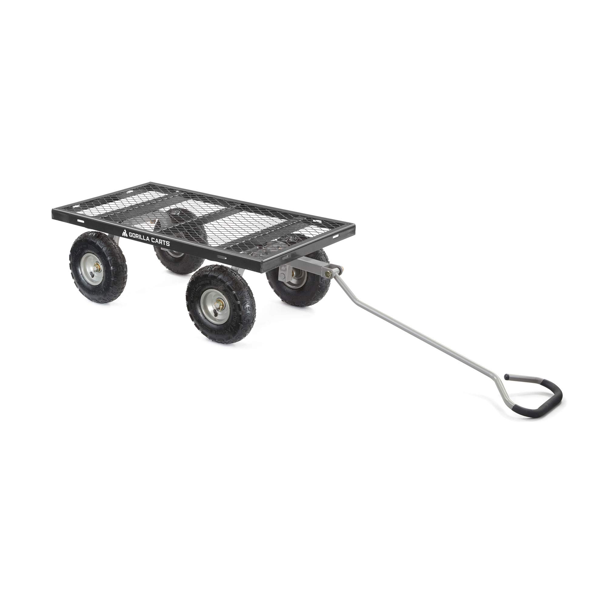 Gorilla Carts 800 Pound Capacity Heavy Duty Durable Steel Mesh Convertible Flatbed Garden Outdoor Hauling Utility Wagon Cart, Black