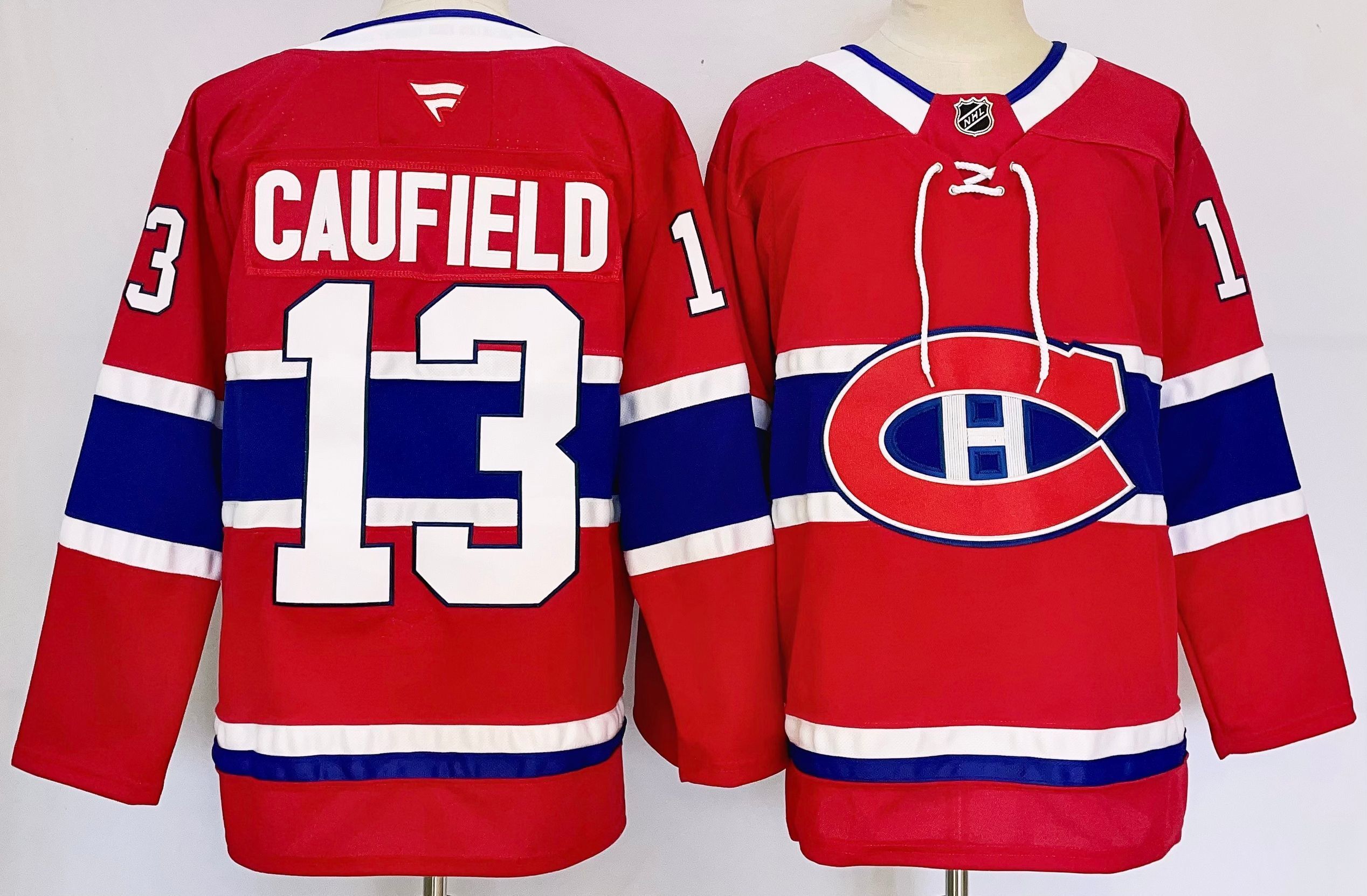 Men's Montreal Canadiens Cole Caufield #13 Fanatics Red Player Jersey
