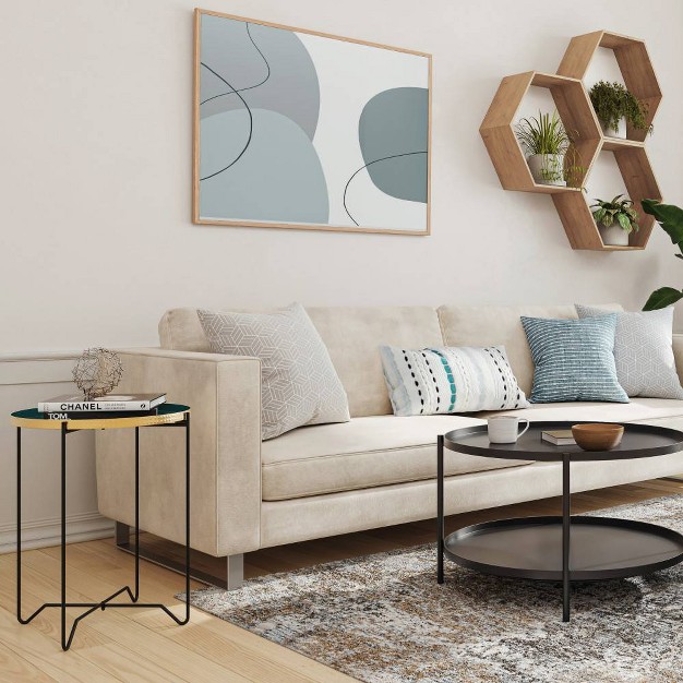 Willow Round Metal Side Table Teal Wyndenhall