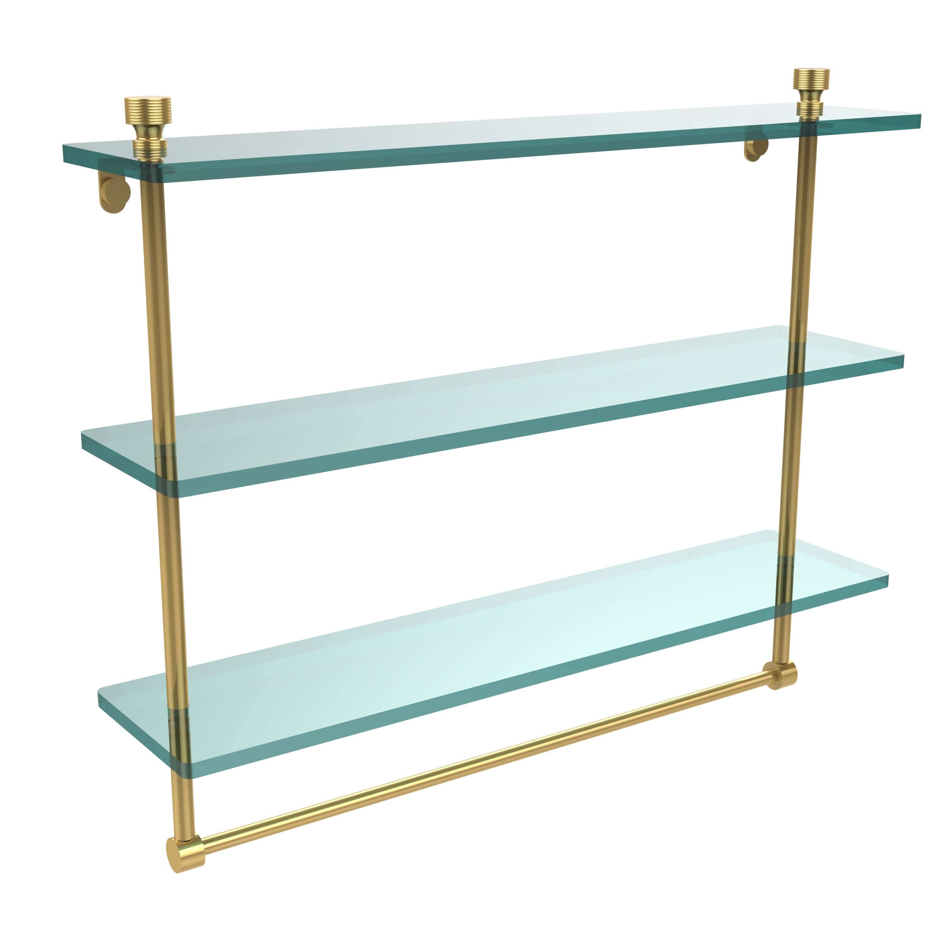 Allied Brass Foxtrot Collection 22 inch Triple Tiered Glass Shelf with Integrated Towel Bar