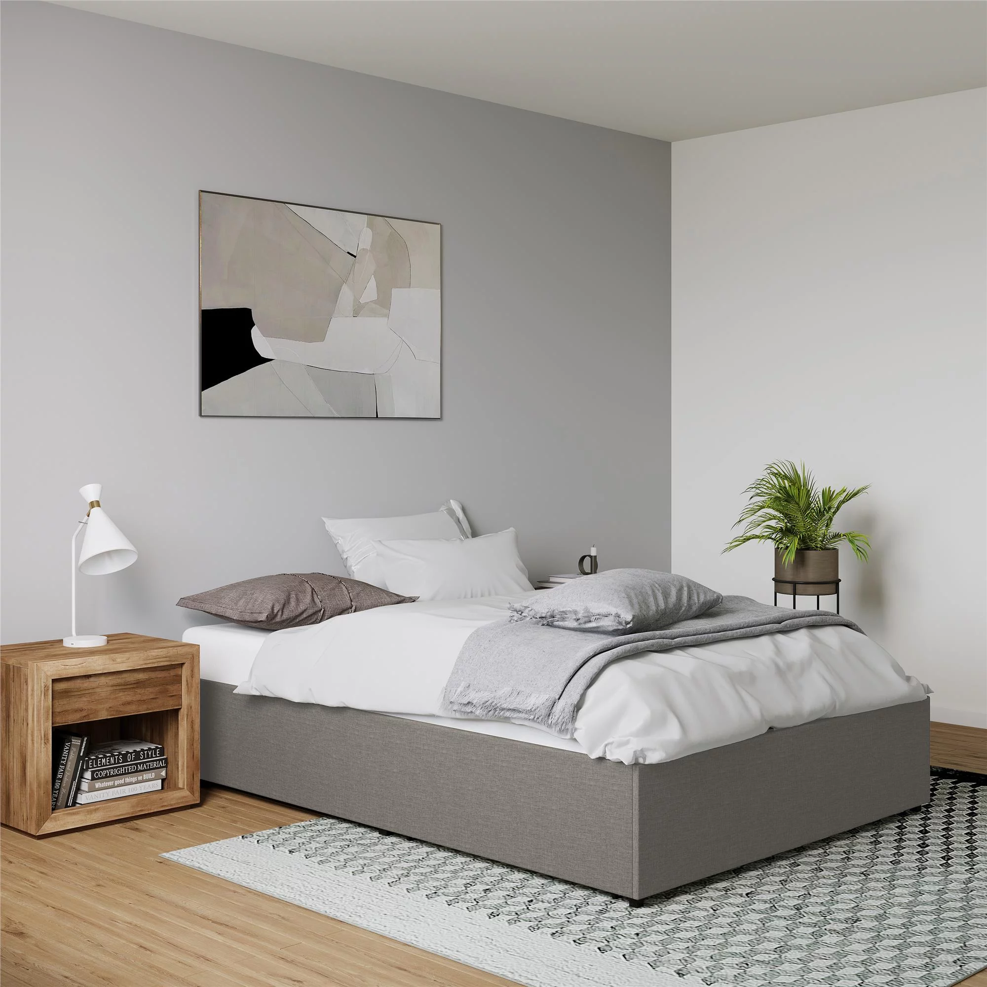 DHP Maven Platform Bed with Storage, King, Gray Linen