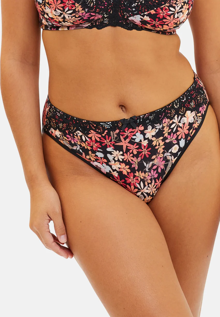 Slip Ava Fantaisie Imprimé Floral Noir