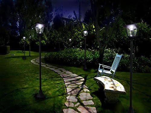 Garden Sun Light Pl2200 Solar Lamp Post 4 Super Bright LEDs, Black