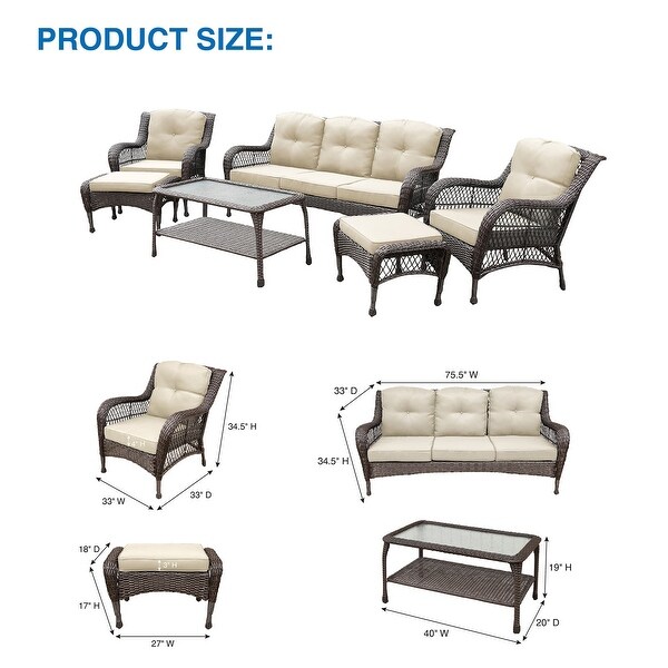 6piece Resin Wicker Patio Furniture Conversation Set with High Back