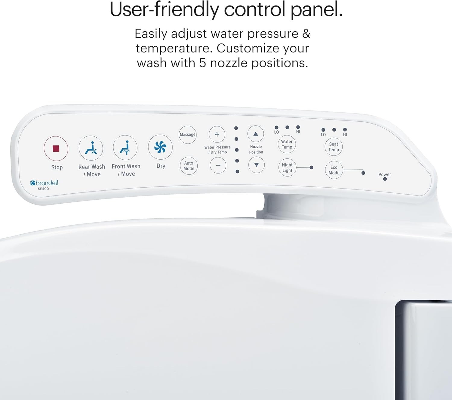 Elongated Electric Bidet Toilet Seat with Heated Seat & Oscillating Nozzle, Warm Air Dryer
