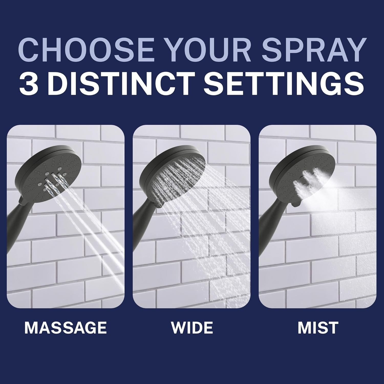 Dual Shower Head Combo, 8-Inch Rainfall + 3-Spray Handheld, Matte Black High Pressure