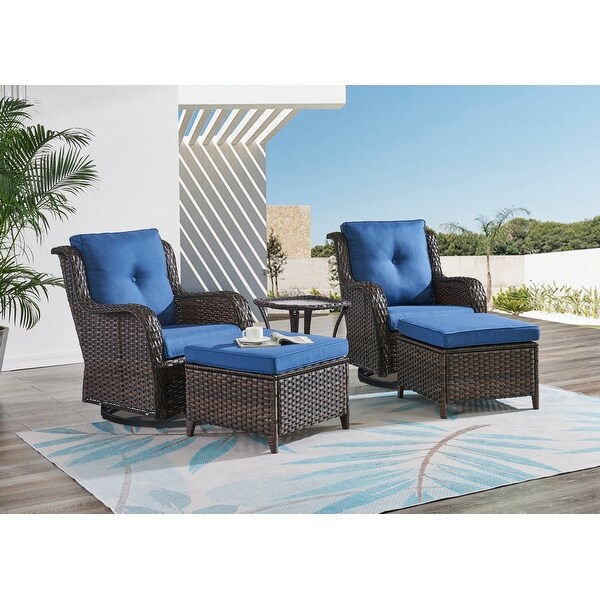 Pocassy 5Piece Outdoor Furniture Set,Swivel chairs with Ottomans