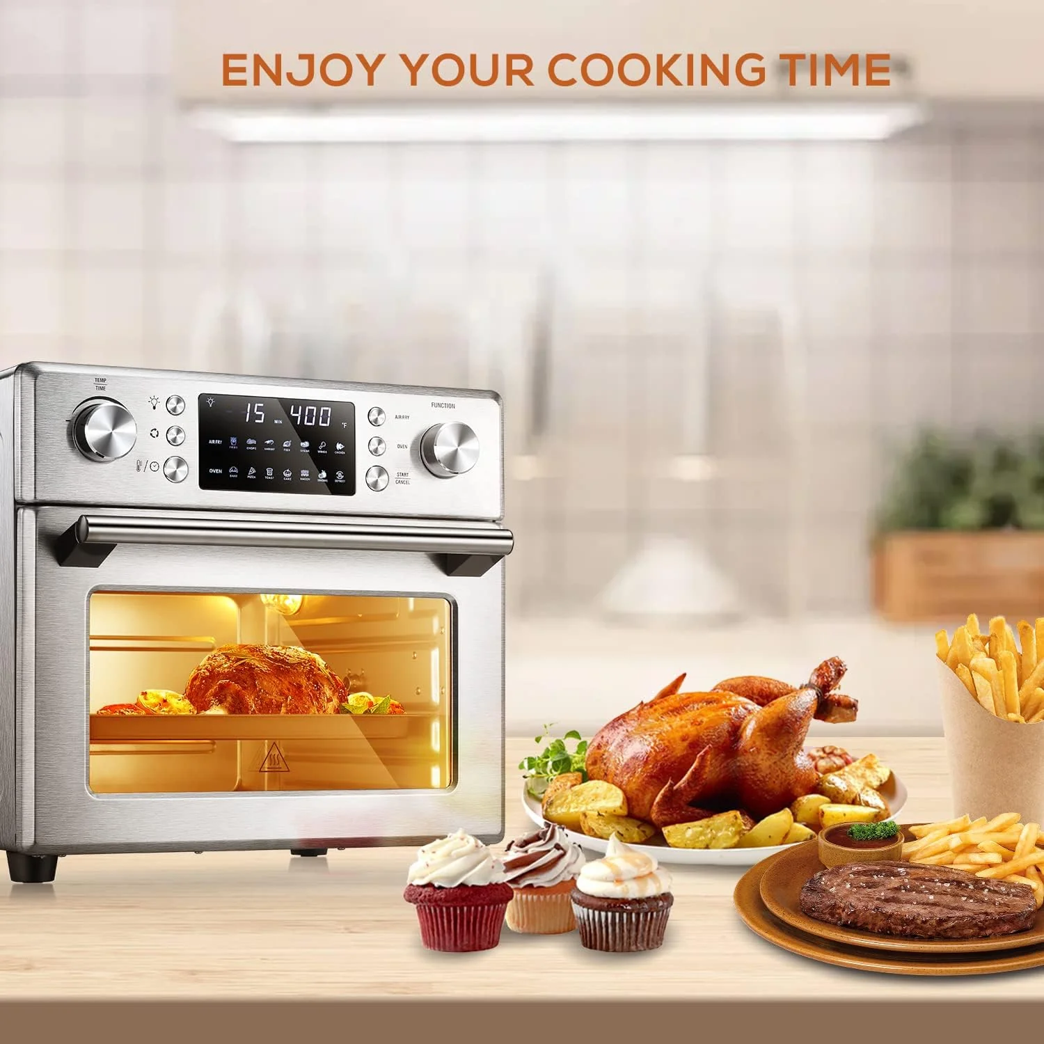 26.4QT Air Fryer Oven, 2 in 1 Toaster Oven Air Fryer Combo 5A502