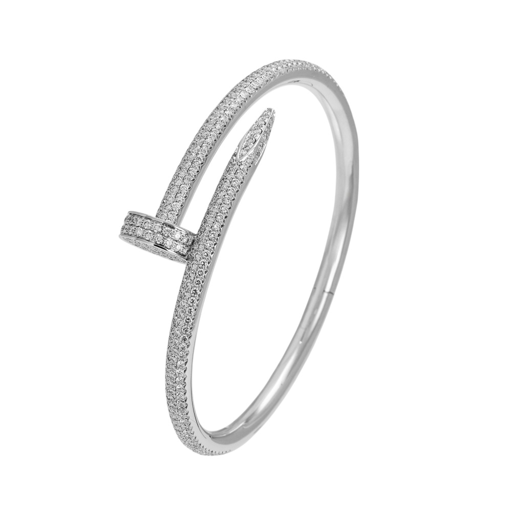 Cartier Juste un Clou Classic Model Diamond Bracelet 18K White Gold N6707300