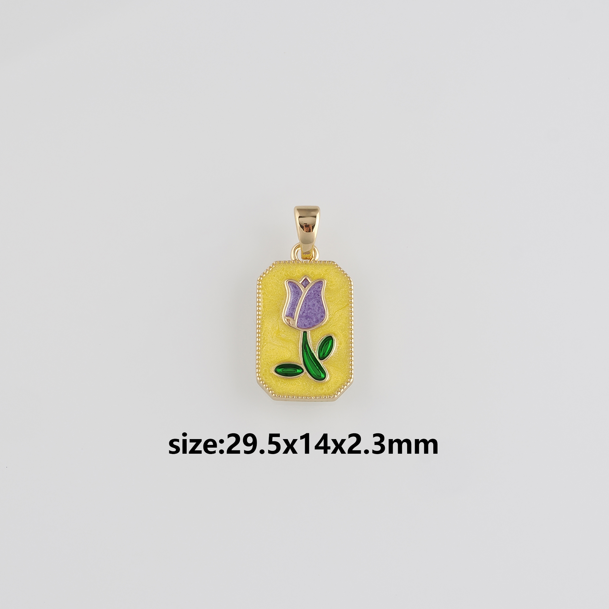 18K Gold Filled Tulip Pendant,Flower Charm,Enamel Tulip Earrings Necklace for DIY Jewelry Making Supply