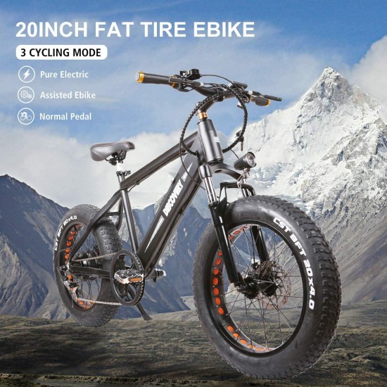 350W Electric Bike 20″ Electric Mountain Bike 6-Speed Electric Bikes for Adults Electric Bicycle with 48V Battery