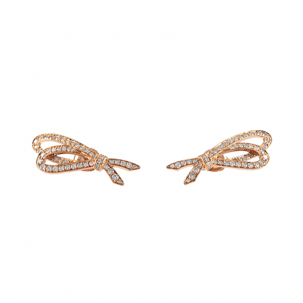 Tiffany & Co. Tiffany Bow Pave Diamond K18PG Pink Gold Earrings