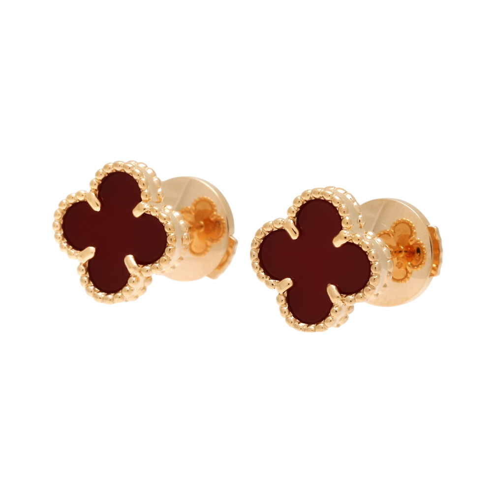 Van Cleef & Arpels Sweet Alhambra Carnelian Earrings 18K Rose Gold VCARN6BO00