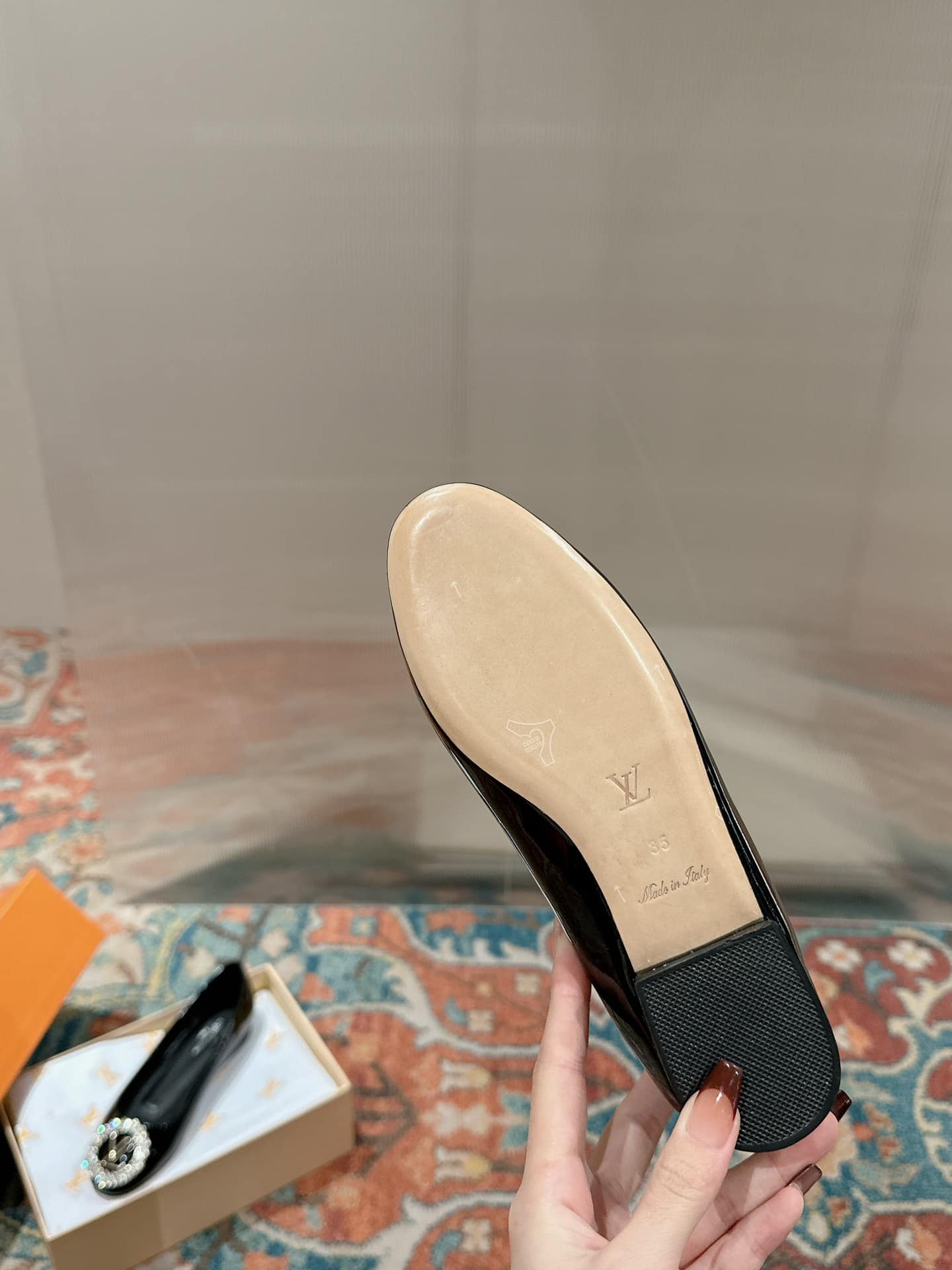Louis Vuitton Crystal Lv Ballet Flats Black