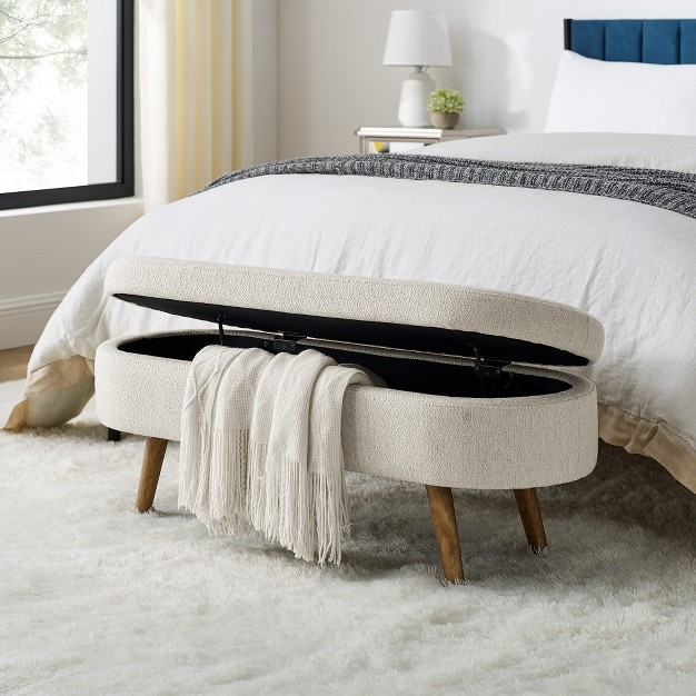 Oval Storage Ottoman With Rubberwood Legs Modernluxe