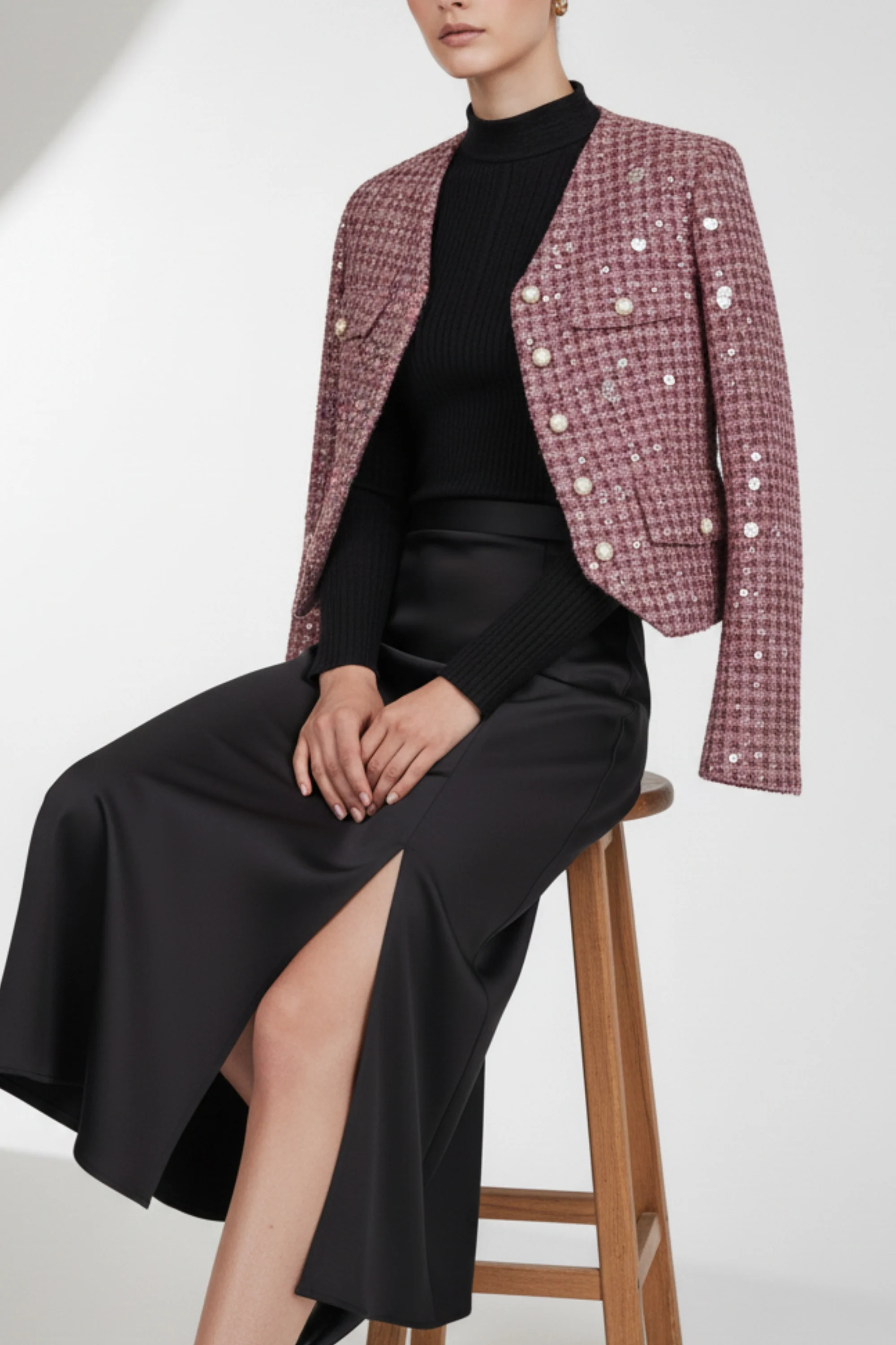 Fuchsia Pink Stardust Sequin Blazer